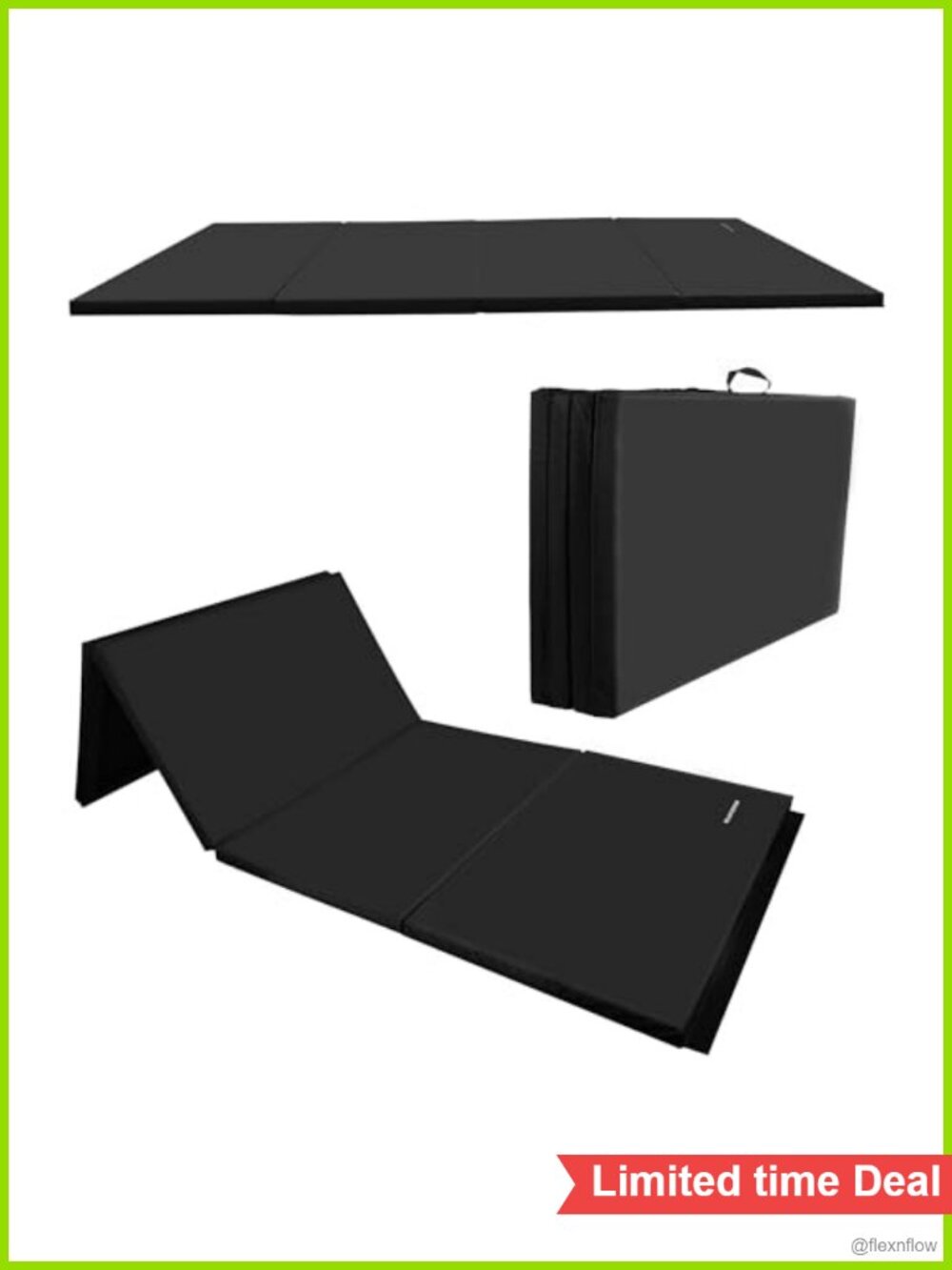 Folding Gymnastics Mat 6x4 ft 2-Inch Thick Vinyl 4-Panel Tumbling Yoga Home Gym